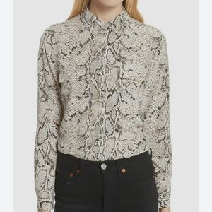 EQUIPMENT FEMME S 100% Silk snake print button luxury woman long sleeve blouse